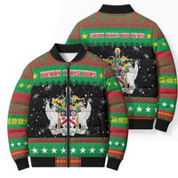 Saint Kitts And Nevis Christmas Bomber Puffer Jacket Coat Of Arms Xmas Vibe - Wonder Print Shop