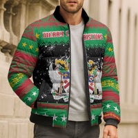 Saint Kitts And Nevis Christmas Bomber Puffer Jacket Coat Of Arms Xmas Vibe - Wonder Print Shop
