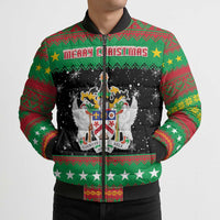 Saint Kitts And Nevis Christmas Bomber Puffer Jacket Coat Of Arms Xmas Vibe - Wonder Print Shop