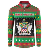 Saint Kitts And Nevis Christmas Button Sweatshirt Coat Of Arms Xmas Vibe - Wonder Print Shop
