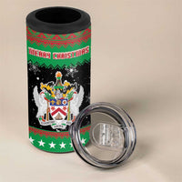 Saint Kitts And Nevis Christmas 4 in 1 Can Cooler Tumbler Coat Of Arms Xmas Vibe - Wonder Print Shop