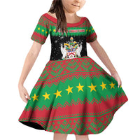 Saint Kitts And Nevis Christmas Family Matching Off Shoulder Short Dress and Hawaiian Shirt Coat Of Arms Xmas Vibe - Wonder Print Shop