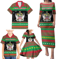 Saint Kitts And Nevis Christmas Family Matching Puletasi and Hawaiian Shirt Coat Of Arms Xmas Vibe - Wonder Print Shop