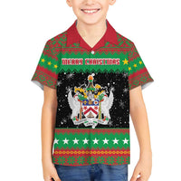 Saint Kitts And Nevis Christmas Family Matching Short Sleeve Bodycon Dress and Hawaiian Shirt Coat Of Arms Xmas Vibe - Wonder Print Shop