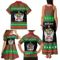 Saint Kitts And Nevis Christmas Family Matching Tank Maxi Dress and Hawaiian Shirt Coat Of Arms Xmas Vibe - Wonder Print Shop