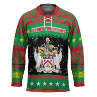 Saint Kitts And Nevis Christmas Hockey Jersey Coat Of Arms Xmas Vibe - Wonder Print Shop