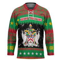Saint Kitts And Nevis Christmas Hockey Jersey Coat Of Arms Xmas Vibe - Wonder Print Shop