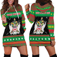 Saint Kitts And Nevis Christmas Hoodie Dress Coat Of Arms Xmas Vibe - Wonder Print Shop
