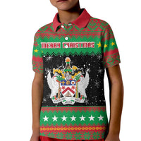 Saint Kitts And Nevis Christmas Kid Polo Shirt Coat Of Arms Xmas Vibe - Wonder Print Shop