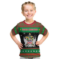 Saint Kitts And Nevis Christmas Kid T Shirt Coat Of Arms Xmas Vibe - Wonder Print Shop