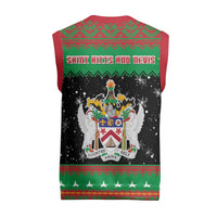 Saint Kitts And Nevis Christmas Knitted V-Neck Vest Coat Of Arms Xmas Vibe - Wonder Print Shop