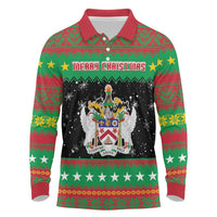 Saint Kitts And Nevis Christmas Long Sleeve Polo Shirt Coat Of Arms Xmas Vibe - Wonder Print Shop