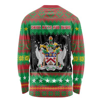 Saint Kitts And Nevis Christmas Long Sleeve Shirt Coat Of Arms Xmas Vibe - Wonder Print Shop