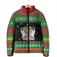 Saint Kitts And Nevis Christmas Padded Jacket Coat Of Arms Xmas Vibe - Wonder Print Shop