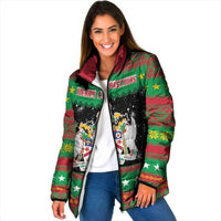 Saint Kitts And Nevis Christmas Padded Jacket Coat Of Arms Xmas Vibe - Wonder Print Shop