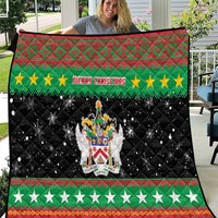 Saint Kitts And Nevis Christmas Quilt Coat Of Arms Xmas Vibe - Wonder Print Shop