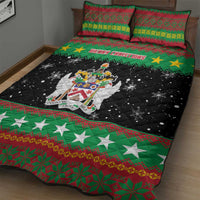 Saint Kitts And Nevis Christmas Quilt Bed Set Coat Of Arms Xmas Vibe - Wonder Print Shop
