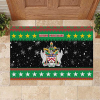 Saint Kitts And Nevis Christmas Rubber Doormat Coat Of Arms Xmas Vibe - Wonder Print Shop