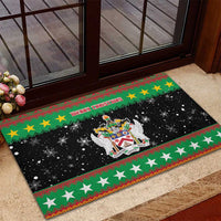 Saint Kitts And Nevis Christmas Rubber Doormat Coat Of Arms Xmas Vibe - Wonder Print Shop