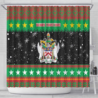 Saint Kitts And Nevis Christmas Shower Curtain Coat Of Arms Xmas Vibe - Wonder Print Shop