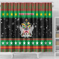 Saint Kitts And Nevis Christmas Shower Curtain Coat Of Arms Xmas Vibe - Wonder Print Shop