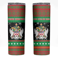 Saint Kitts And Nevis Christmas Skinny Tumbler Coat Of Arms Xmas Vibe - Wonder Print Shop