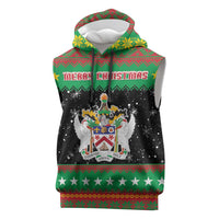 Saint Kitts And Nevis Christmas Sleeveless Hoodie Coat Of Arms Xmas Vibe - Wonder Print Shop