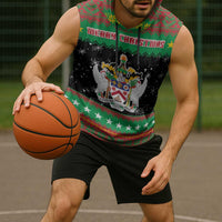 Saint Kitts And Nevis Christmas Sleeveless Hoodie Coat Of Arms Xmas Vibe - Wonder Print Shop