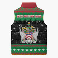 Saint Kitts And Nevis Christmas Sleeveless Puffer Jacket Coat Of Arms Xmas Vibe - Wonder Print Shop