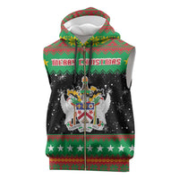 Saint Kitts And Nevis Christmas Sleeveless Zip Hoodie Coat Of Arms Xmas Vibe - Wonder Print Shop