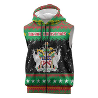 Saint Kitts And Nevis Christmas Sleeveless Zip Hoodie Coat Of Arms Xmas Vibe - Wonder Print Shop