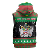 Saint Kitts And Nevis Christmas Sleeveless Zip Hoodie Coat Of Arms Xmas Vibe - Wonder Print Shop