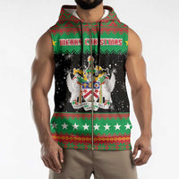 Saint Kitts And Nevis Christmas Sleeveless Zip Hoodie Coat Of Arms Xmas Vibe - Wonder Print Shop
