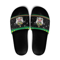 Saint Kitts And Nevis Christmas Slide Sandals Coat Of Arms Xmas Vibe - Wonder Print Shop