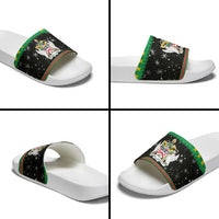 Saint Kitts And Nevis Christmas Slide Sandals Coat Of Arms Xmas Vibe - Wonder Print Shop