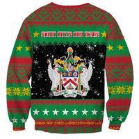 Saint Kitts And Nevis Christmas Sweatshirt Coat Of Arms Xmas Vibe - Wonder Print Shop