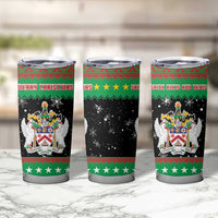 Saint Kitts And Nevis Christmas Tumbler Cup Coat Of Arms Xmas Vibe - Wonder Print Shop