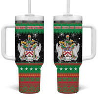 Saint Kitts And Nevis Christmas Tumbler With Handle Coat Of Arms Xmas Vibe - Wonder Print Shop