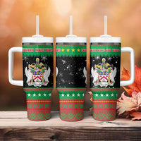 Saint Kitts And Nevis Christmas Tumbler With Handle Coat Of Arms Xmas Vibe - Wonder Print Shop