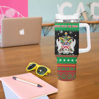 Saint Kitts And Nevis Christmas Tumbler With Handle Coat Of Arms Xmas Vibe - Wonder Print Shop