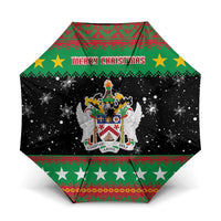 Saint Kitts And Nevis Christmas Umbrella Coat Of Arms Xmas Vibe - Wonder Print Shop