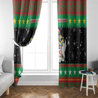 Saint Kitts And Nevis Christmas Window Curtain Coat Of Arms Xmas Vibe - Wonder Print Shop