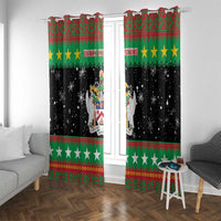 Saint Kitts And Nevis Christmas Window Curtain Coat Of Arms Xmas Vibe - Wonder Print Shop