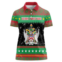 Saint Kitts And Nevis Christmas Women Polo Shirt Coat Of Arms Xmas Vibe - Wonder Print Shop