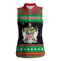 Saint Kitts And Nevis Christmas Women Sleeveless Polo Shirt Coat Of Arms Xmas Vibe - Wonder Print Shop