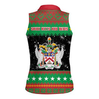 Saint Kitts And Nevis Christmas Women Sleeveless Polo Shirt Coat Of Arms Xmas Vibe - Wonder Print Shop