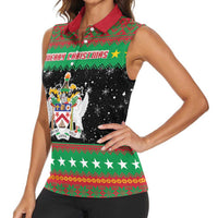 Saint Kitts And Nevis Christmas Women Sleeveless Polo Shirt Coat Of Arms Xmas Vibe - Wonder Print Shop