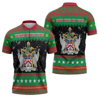 Saint Kitts And Nevis Christmas Zipper Polo Shirt Coat Of Arms Xmas Vibe - Wonder Print Shop