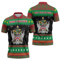 Saint Kitts And Nevis Christmas Zipper Polo Shirt Coat Of Arms Xmas Vibe - Wonder Print Shop
