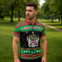 Saint Kitts And Nevis Christmas Zipper Polo Shirt Coat Of Arms Xmas Vibe - Wonder Print Shop